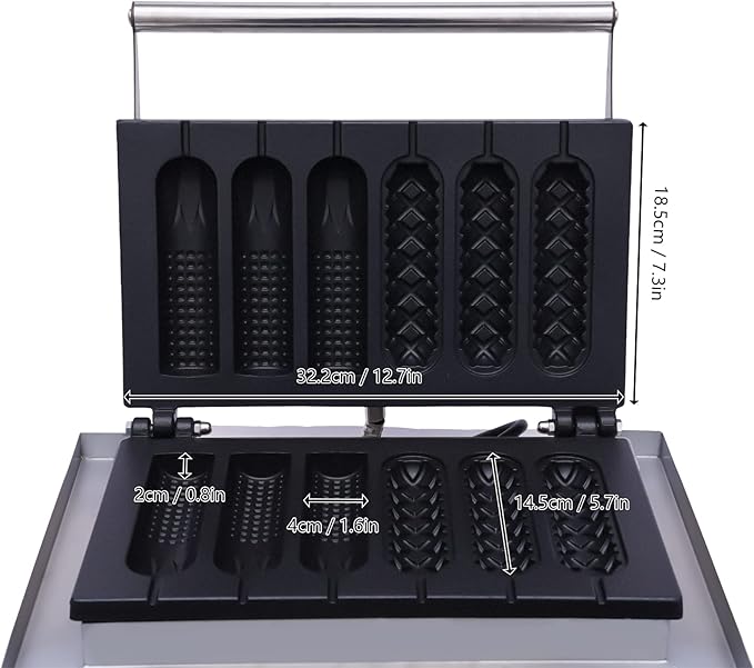 Hotdog Waffle Maker Machine Electric Corn Dog Maker 6 Slice 2 Patterns Non-Stick Stainless Steel Waffle Baker Machine