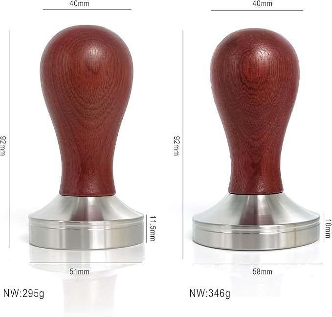 58mm Coffee Tamper Espresso Hand Tamper 304 Stainless Steel Espresso Wooden Handle Coffee Tamper with Mat (58mm)