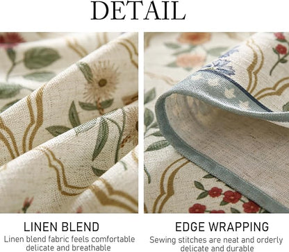 Designer Linen Extra Long Rectangle Tablecloth,Western Colorful Floral Indoor Table Cloth,Wrinkle Resistant Decor Tablecloths for Dining Thanksgiving Kitchen,63"*110"-Serenity B