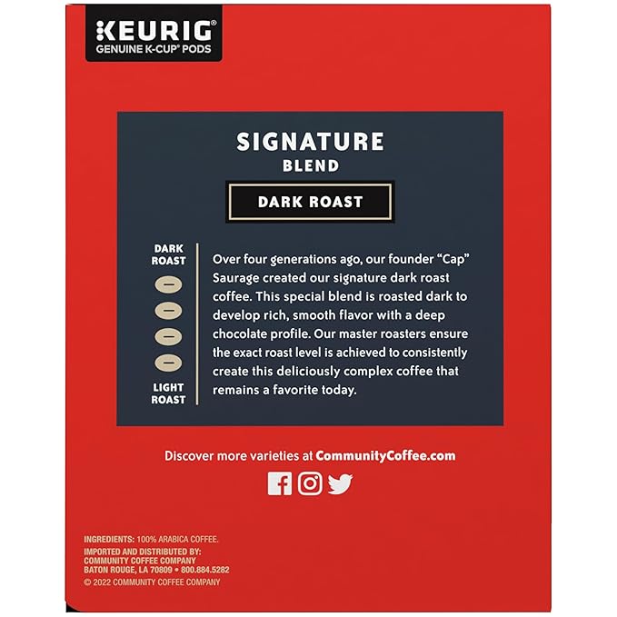 Community Coffee Signature Blend Dark Roast Single-Serve Keurig K-Cup Pods 48 Count (Pack of 1)