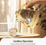 Load image into Gallery viewer, Hazel Quinn Retro Electric Kettle - 1.7 Liters / 57.5 Ounces Tea Kettle with Thermometer, All Stainless Steel, 1200 Watts Fast Boiling, BPA-free, Cordless, Automatic Shut Off - Garden Scenery