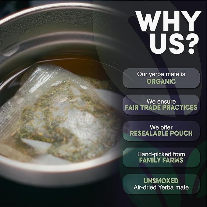 MADFLOW Yerba Mate Tea Bags (100 Mate Tea Bags). Organic & Unsmoked. Resealable Packaging. Alternative to Yerba Mate Loose Leaf.