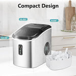 Load image into Gallery viewer, EUHOMY Smart Ice Makers Countertop -26lbs in 24 Hours, 9 Cubes Ready in 8Mins, Self-Cleaning Countertop Ice Maker, Portable Ice Maker with Ice Scoop and Basket, Perfect for Home/Kitchen/Office(Sliver