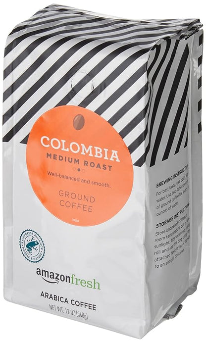 Amazon Fresh Colombia Ground Coffee, Medium Roast, 12 Ounce