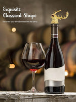 Load image into Gallery viewer, Gold Deer Head Wine Pourer, Liquor Bottle Pour Spout with Leak-Proof Rubber Stopper, Universal Fit for Wine Whiskey Champagne Olive Oil – Drip-Free Bar Pourer Gift for Men, Weddings &amp; Holidays