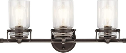 KICHLER Brinley 24" 3 Light Vanity Light with Clear Glass in Olde Bronze®