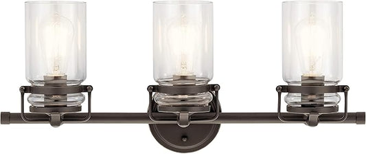 KICHLER Brinley 24" 3 Light Vanity Light with Clear Glass in Olde Bronze®
