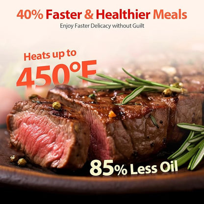 Air Fryer, Beelicious 8-in-1 Smart Compact 4QT Air Fryers,Shake Reminder,450°F Digital Airfryer with Flavor-Lock Tech,Tempered Glass Display,Dishwasher-Safe & Nonstick,Fit for 1-3 People, Bright White