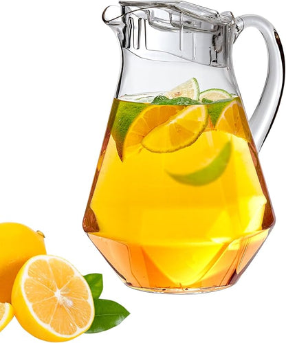 Amazing Abby - Sparkly - Plastic Pitcher (64 oz, 2 Quart), Clear Water Pitcher with Lid, Fridge Jug, BPA-Free, Shatter-Proof, Great for Iced Tea, Sangria, Lemonade, Juice, Milk, and More