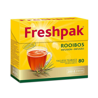 Freshpak® Rooibos Tea | 80 Tagless Teabags | Packed at source in South Africa | Natural Premium Rooibos | Naturally Caffeine Free | Keto Friendly | Non GMO |