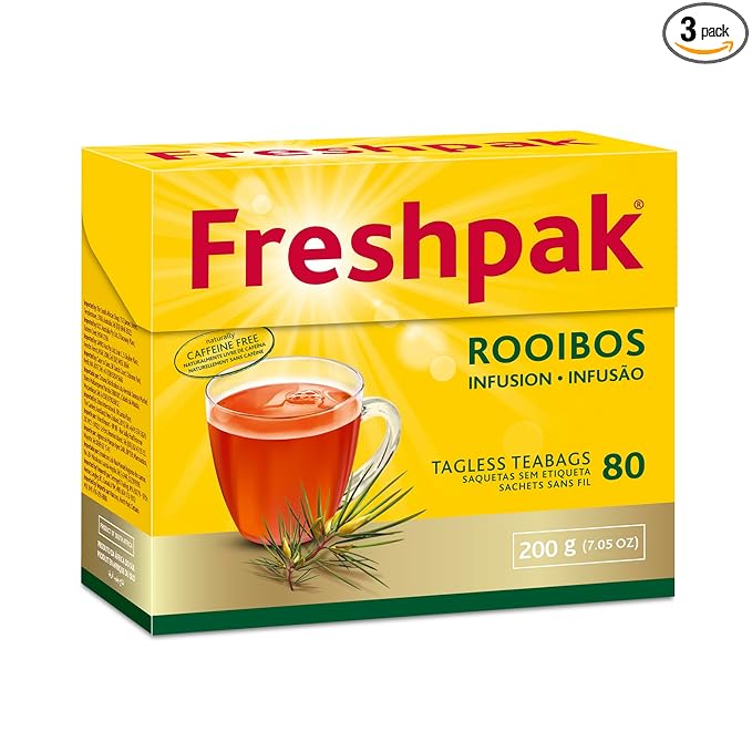 Freshpak Pure Rooibos Tea 80 Tagless Bags, Pure Rooibos and No Rooibos Infusion, New Packaging (Pack of 3)