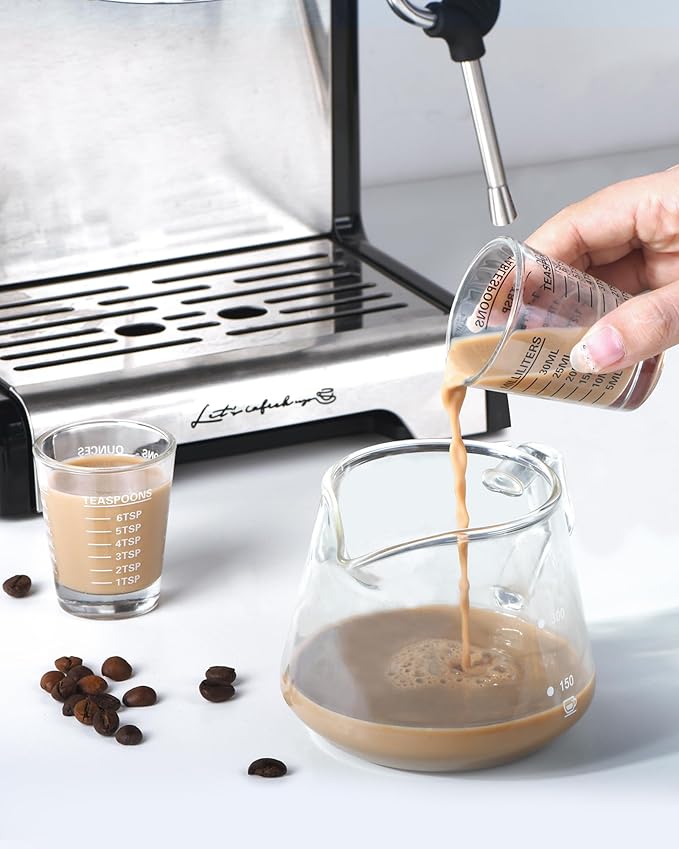 Shot Glasses Measuring Cup Set 2PACK Espresso Shot Glasses Liquid Heavy Glass 26-Incremental Measurement 1 OZ, 2 TBS, 6 TSP, 30 ML Kitchen Tools (White)