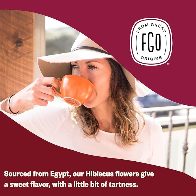 FGO Organic Hibiscus Flowers, Cut and Sifted, Loose Tea, 8oz Resealable Bag, Packaging May Vary (Pack of 1)