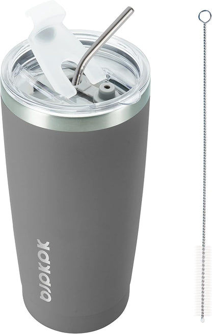 BJPKPK 20 oz Insulated Tumbler With Lid And Straw Stainless Steel Tumblers Coffee Mug Thermal Cup For Women And Men,Gray