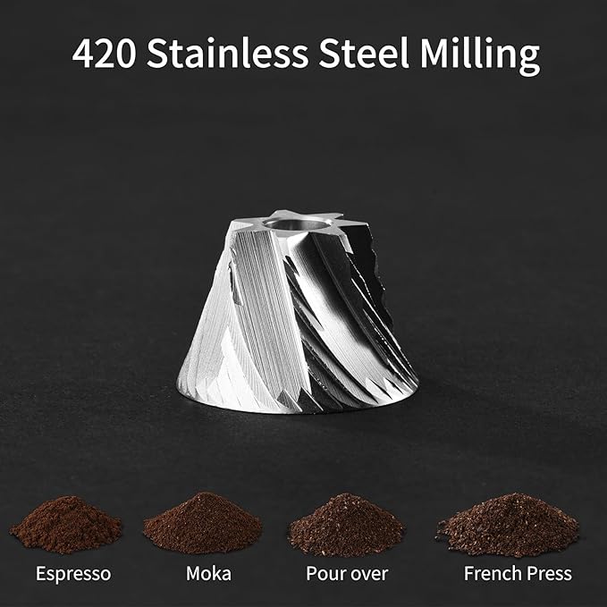 Manual Coffee Grinder by Suvykep — 7 Star Coffee Grinder Manual with 25g Capacity, CNC Stainless Steel Espresso Grinder with 55 Grind Settings — For Espresso, French Press, Pour Over (Grey)