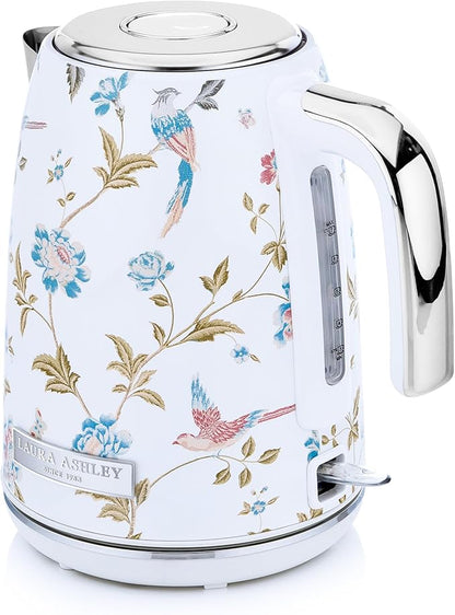 Laura Ashley Stainless Steel Electric Kettle 1.7 Liter - 1500W Rapid Boil Electric Kettles for Boiling Water - Electric Tea Kettles Automatic Shut Off - Overheat & Boil Dry Protection Jug Kettle