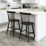 Load image into Gallery viewer, chairus 24" Windsor Counter Height Bar Stools Set of 4, Farmhouse Wooden Counter Stools with Spindle Back &amp; Turned Legs, Rustic Vintage Colonial Bar Chairs for Kitchen Island, Antique Brown