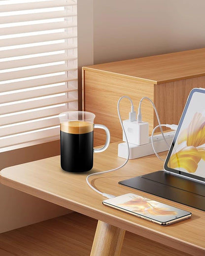 LUXU Glass Coffee Tea Cups(Set of 4)-13 oz,Clear Glass Mugs,Tall Drinking Glasses for Cappuccino,Latte,Espresso,Lead-free Drinking Glasses Great for Juice,Water,Beer,Milk Hot And Cold Drinks