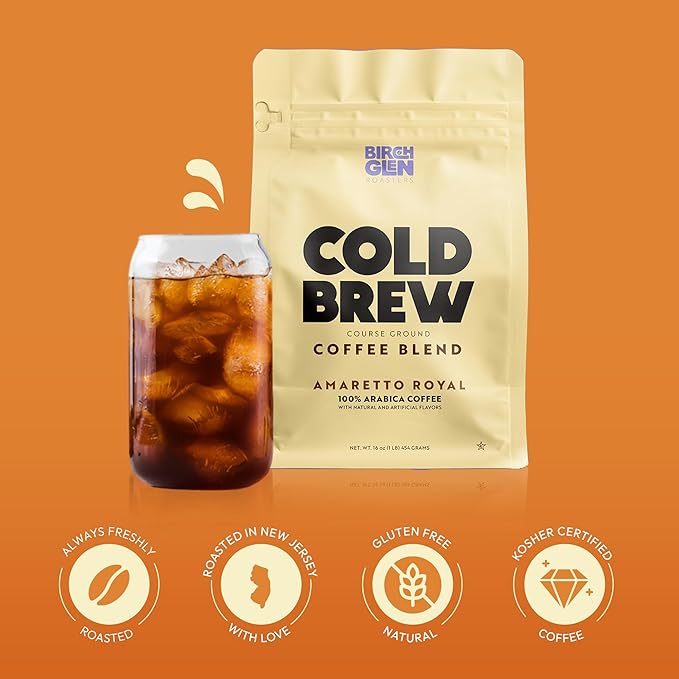 Birch Glen Roasters Cold Brew Coffee | Flavored Coarse Ground Coffee | Artisanal Roasting | 100% Arabica |1 LB | Frech XO Cognac