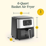 Load image into Gallery viewer, Cuisinart Air Fryer, 6-Quart Basket Large Fryer with 5 Cooking Functions to Roast, Bake, Broil, Air Fry and Keep Warm, 5 Airfryer Presets, Dishwasher-Safe Parts, AIR-200, Stainless Steel &amp; Black