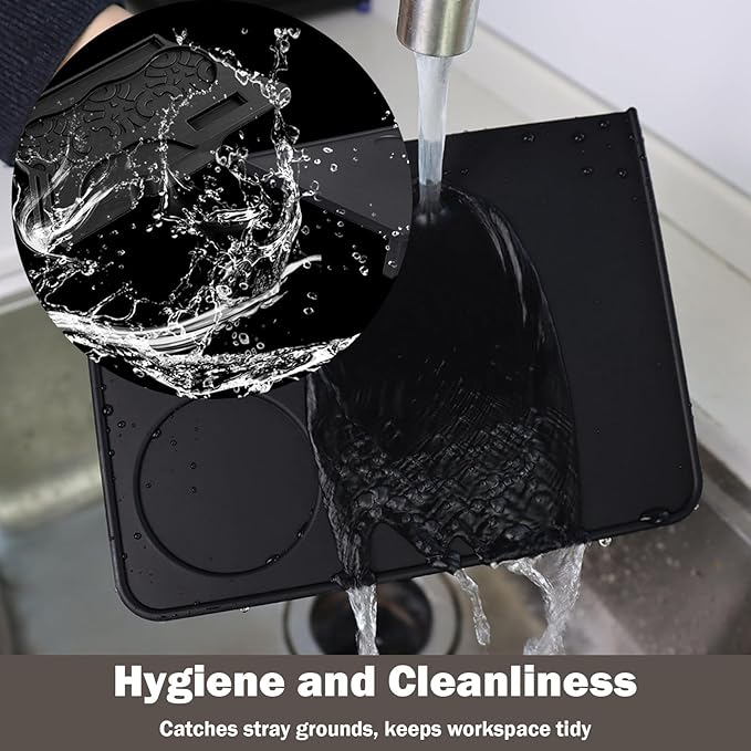 Espresso Tamping Mat - 2PCS Coffee Tamper Mat Food Grade Silicone 6mm Thick Waterproof Heat Resistant Tamp Mat Station for Espresso Machine Accessories, Multi-Use for 51/53/58mm Portafilters Matt