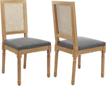 Load image into Gallery viewer, Vintage French Country Dining Chairs Set of 2, Rattan Dining Chairs with a Square Back, Grey Upholstered Dining Chair, Sillas para Comedor, Kitchen &amp; Dining Room Chair (Gray, Rattan, 2Pcs)