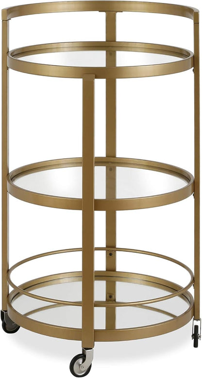 Henn&Hart 21" Wide Round Bar Cart in Brass, Bar Carts for the Home