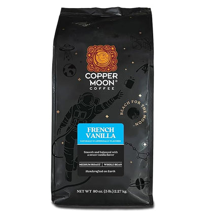Copper Moon Medium Roast Whole Bean Coffee, French Vanilla, 5 Lb