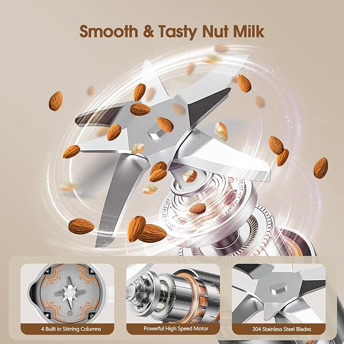 7 in 1 Nut Milk Maker Machine 28oz Automatic Almond Milk Maker for Homemade Coconut, Oat, Soy, Plant-Based Milk, Juice with 18H Delay Start/6H Keep Warm/Self Cleaning
