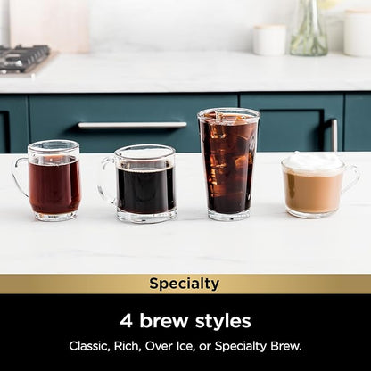 Ninja Pods & Grounds Specialty Single-Serve Coffee Maker, K-Cup Pod Compatible, Built-In Milk Frother, 6-oz. Cup to 24-oz. Travel Mug Sizes, Iced Coffee Maker, Glacier Blue, PB051GB