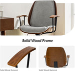 Load image into Gallery viewer, HULALA HOME Solid Wood Office Chair with Rocking Function, Comfy Fabric Desk Chair with Bent Wood and Metal Base, Height Adjustable Swivel Computer Task Chair, Grey