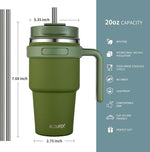 Load image into Gallery viewer, ALOUFEA 20 oz Insulated Coffee Mug Tumbler with Handle, Stainless Steel Travel Mug Tumbler with Lid and Straw,Double Wall Vacuum Leak Proof Ice Coffee Thermal Cup, Army Green