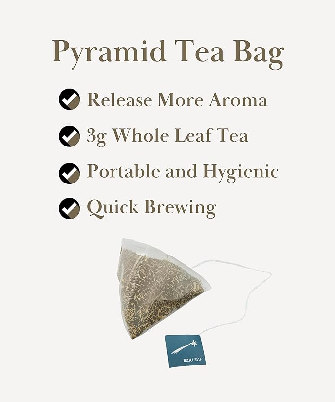EZR Leaf Mint Herbal Tea, Caffeine Free Decaf, Pyramid Tea Bags 20 Counts 2.1 Once German Peppermint, Lemongrass, Licorice Blend for Relaxation, After-Meal, Bedtime
