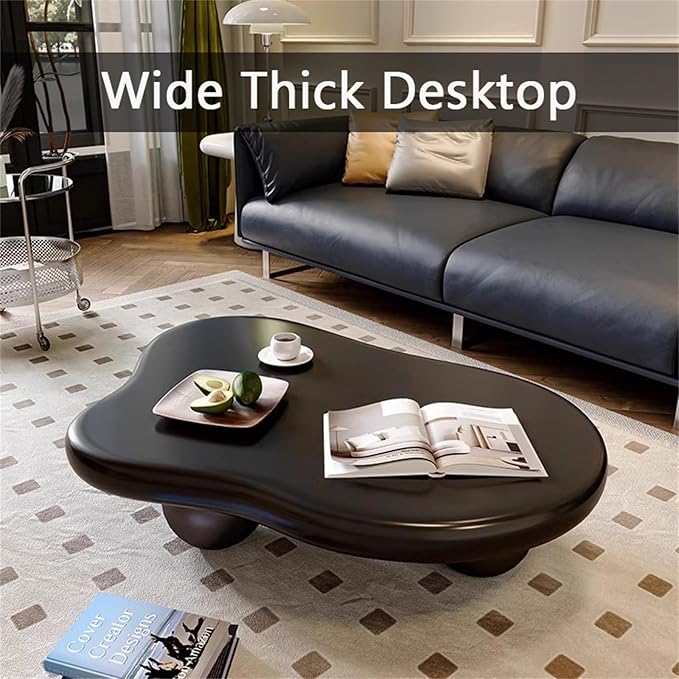 Cloud Coffee Table, Modern Coffee Table for Living Room Apartment, Cartoon Irregular Indoor Tea Table, Cute End Table with Ball 3 Legs, Easy Assemble,Black l47.2