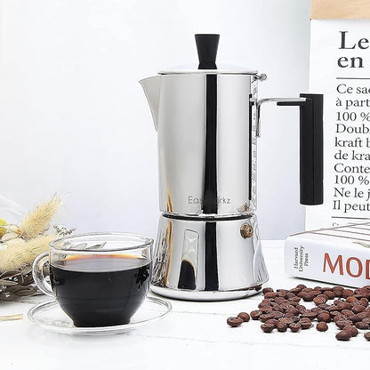Easyworkz Pedro Stovetop Espresso Maker 6Cup 300ml Stainless Steel Italian Coffee Machine Maker Moka Pot Induction Espresso Pot