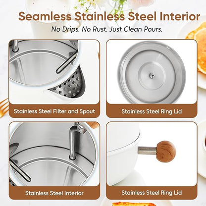 Seehot® 1.7L (57.oz) Electric Kettle with Thermometer, 1200W Large Electric Tea kettle with 304 Stainless Steel,Auto shut off,Hot water kettle Electric for Coffee&Tea-White