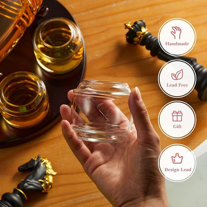 Whiskey Barrel Decanter Set for Home Bar, Unique Birthday Gifts for Men Dad, 1.3 Liter Barrel Liquor Dispenser with 4 Glasses for Bourbon, Scotch, Vodka, Tequila, Rum, Wine, Alcohol