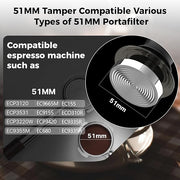 IKAPE 51MM Semi-Transparent Espresso Coffee Tamper, Spring-loaded Calibrated Tamper with Premium Threaded Stainless Steel Base, Compatible with All 51mm Bottomless Portafilters(New Upgrade) ﻿