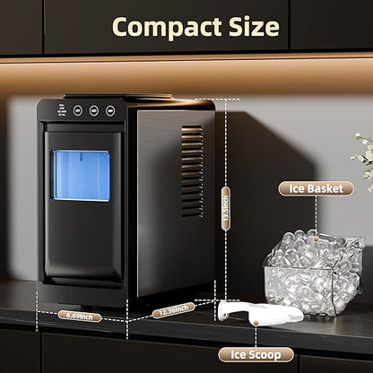 Antarctic Star Ice Maker, 26lbs in 24Hrs, 8 Cubes in 6 Mins, 0.8L Tank & 1.1lb Storage, Auto Clean with Basket & Scoop, Portable for Home/Kitchen/Camping/RV