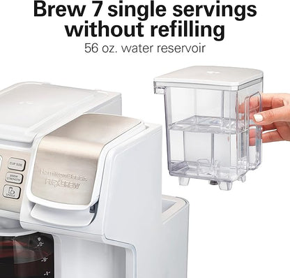 Hamilton Beach FlexBrew Trio 2-Way Coffee Maker, Compatible with K-Cup Pods or Grounds, Single Serve & Full 12c Pot, White with Stainless Steel Accents, Fast Brewing