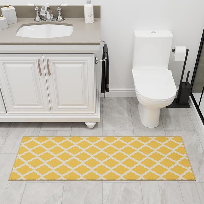 Ottomanson Hallway Runner Rug 2'2" x 6' Non Slip Trellis Area Rugs Easy to Clean Laundry Rug Runner Durable & Pet Friendly Floor Carpet Runners for Hallways Entryway Living Room Kitchen, Yellow