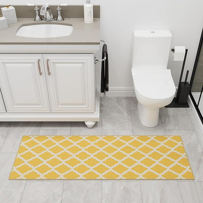 Ottomanson Hallway Runner Rug 2'2" x 6' Non Slip Trellis Area Rugs Easy to Clean Laundry Rug Runner Durable & Pet Friendly Floor Carpet Runners for Hallways Entryway Living Room Kitchen, Yellow