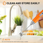 Load image into Gallery viewer, YUSWKO Fluorescence Orange Handheld Milk Frother Wand for Coffee, Rechargeable Electric Whisk with 3 Heads 3 Speeds Drink Mixer Coffee Frother For Latte, Cappuccino, Hot Chocolate, Egg