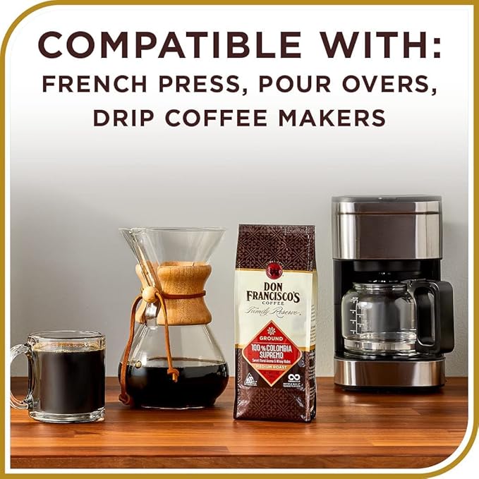 Don Francisco's Premium Hazelnut Cream Medium Roast Ground Coffee - 100% Arabica Beans, Perfect for Drip, Pour Over, and French Press - Carefully Sourced, Family-Crafted Since 1870 (12 oz Bag)