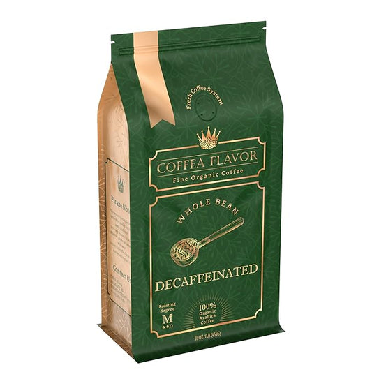 Coffea Flavor Fine Organic coffee -Decaf Whole Bean Coffee | Medium Roast | 100% Arabica Beans | Perfect for Espresso | USDA Certified Organic | Fair Trade | Grown and Roast in the Caribbean |16 Oz