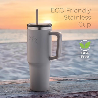 SIPX™ Insulated Tumbler With Lid And Straw, 30oz. Tumbler With Handle Keeps Cold 12 Hours, Water Bottle Thermos With Lid, BPA-Free Reusable Insulated Coffee Tumblers, Travel Mug Great For Beach Party