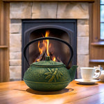 Load image into Gallery viewer, 900ml Small Cast Iron Tea Kettle, SECHUDO Teapot Coated with Enameled Interior for Stovetop, Japanese Green Tea Pot with Stainless Steel Strainer for Loose Leaf, Pine,Bamboo and Plum Pattern(30.4oz)