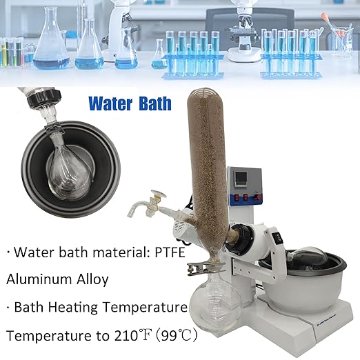 TECHTONGDA Rotary Evaporator with Automatic Lifting, 2L Lab Vacuum Evaporator, Laboratory Equipment Kit with Temperature LCD Display, Rotation Speed 20-200 RPM
