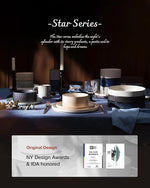 Load image into Gallery viewer, famiware Coffee Mug Set for 4, Star 12 oz Catering Mugs Cup Set with Handle for Coffee, Tea, Cocoa, Milk - Ceramic Stoneware Drinkware Set, Matte Dark Charcoal