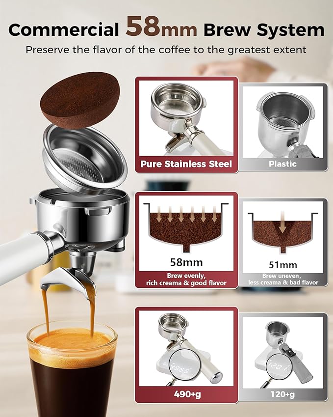 Tuni E2 𝑬𝒔𝒑𝒓𝒆𝒔𝒔𝒐 𝑴𝒂𝒄𝒉𝒊𝒏𝒆 with G1 𝑪𝒐𝒏𝒊𝒄𝒂𝒍 𝑪𝒐𝒇𝒇𝒆𝒆 𝑮𝒓𝒊𝒏𝒅𝒆𝒓 and 𝑩𝒐𝒕𝒕𝒐𝒎𝒍𝒆𝒔𝒔 𝑷𝒐𝒓𝒕𝒂𝒇𝒊𝒍𝒕𝒆𝒓 Combo Set | 48 Grind Settings | Professional Home Barista Kit